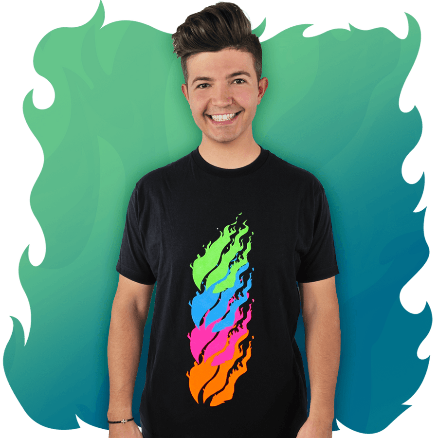 Stacked Neon Flame Tee - Fire Merch